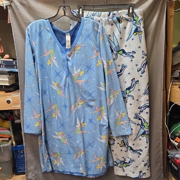 Disney's Tinkerbell Sleeo Shirt And Lounge Pants Adult Size L - Picture 1 of 6